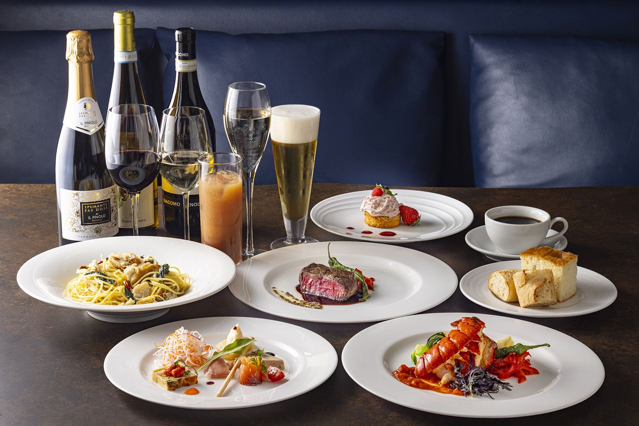 乾杯ドリンク付き　オマール海老と牛フィレ肉のWメインコース