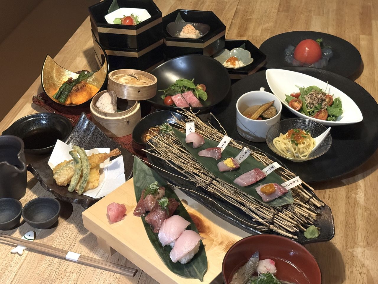 【晚餐】冰宿鰤鱼和山形牛的全套套餐