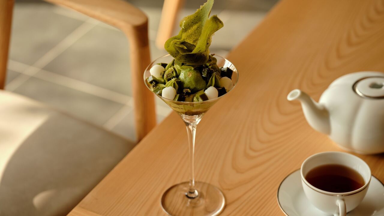 Organic matcha parfait and TWG tea set