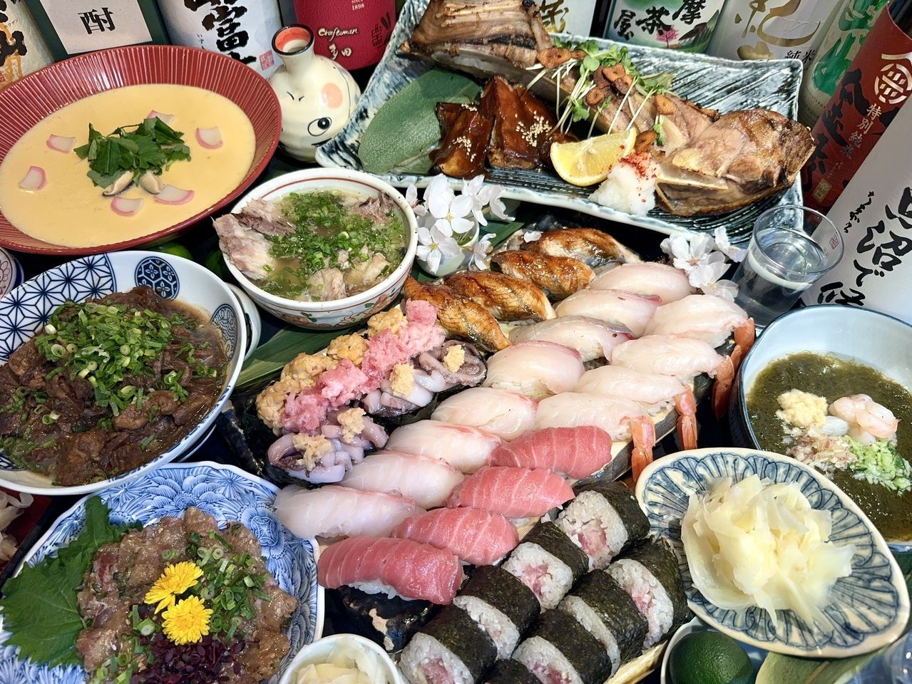 【みらく劇場のお寿司堪能コース】2時間飲み放題付き全15品 