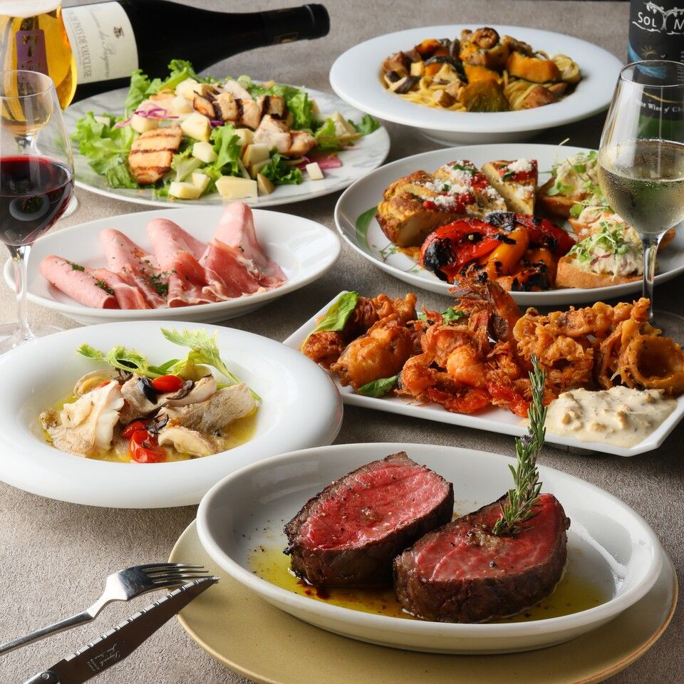 Indulge in Italian: Double-Main Plan with Acqua Pazza and Saroma Beef Steak — All-You-Can-Drink Included (9-course, ¥6,000)