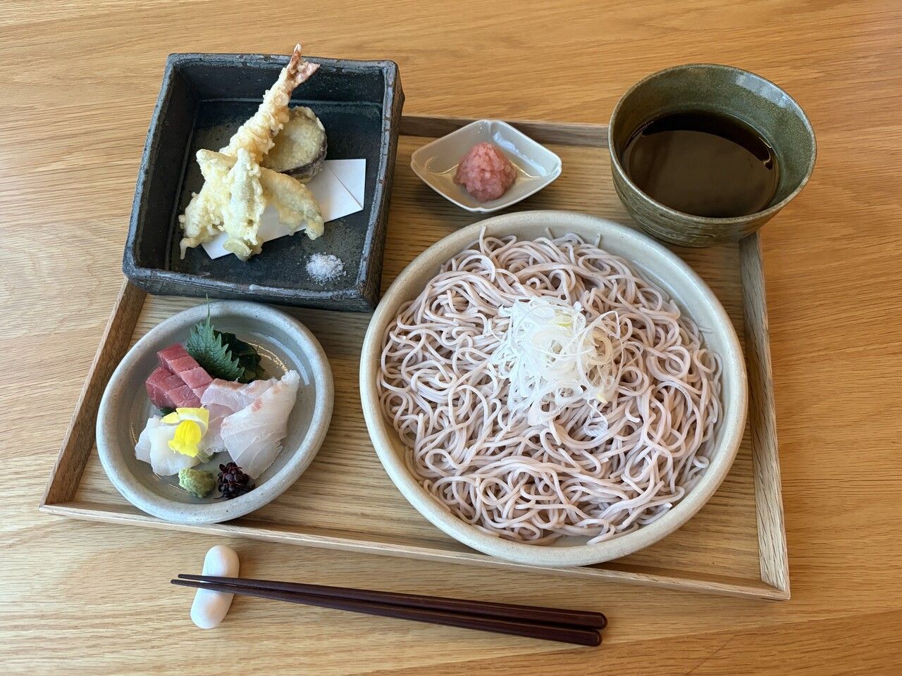 Seasonal Soba, Tempura & Sashimi Ozen 