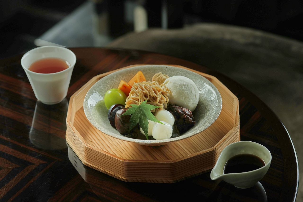 Fruit Anmitsu Japanese chestnut Mont Blanc cake  ＆ ice cream  (90-min. seating)