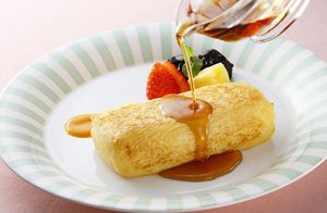 French Toast and Fruits with Coffee or Tea