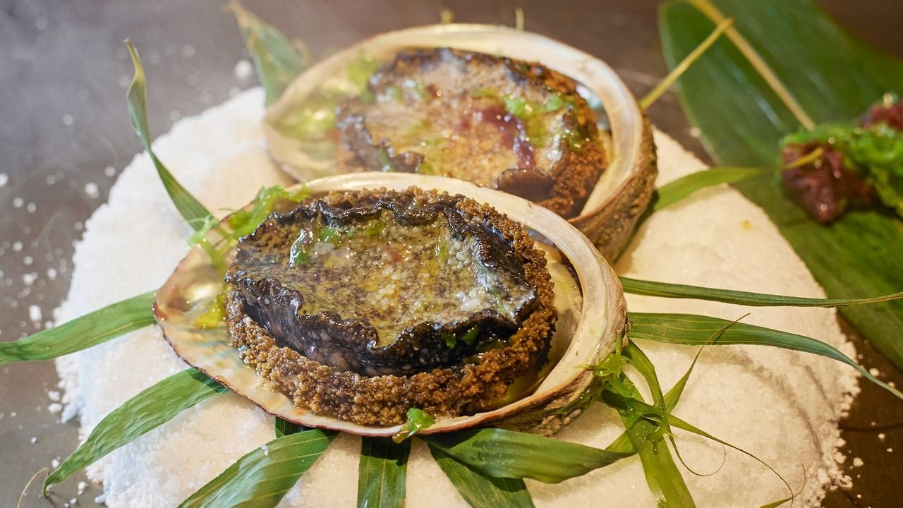 Kobe beef cow from Kawagishi Ranch and "live abalone" 39,000 yen course