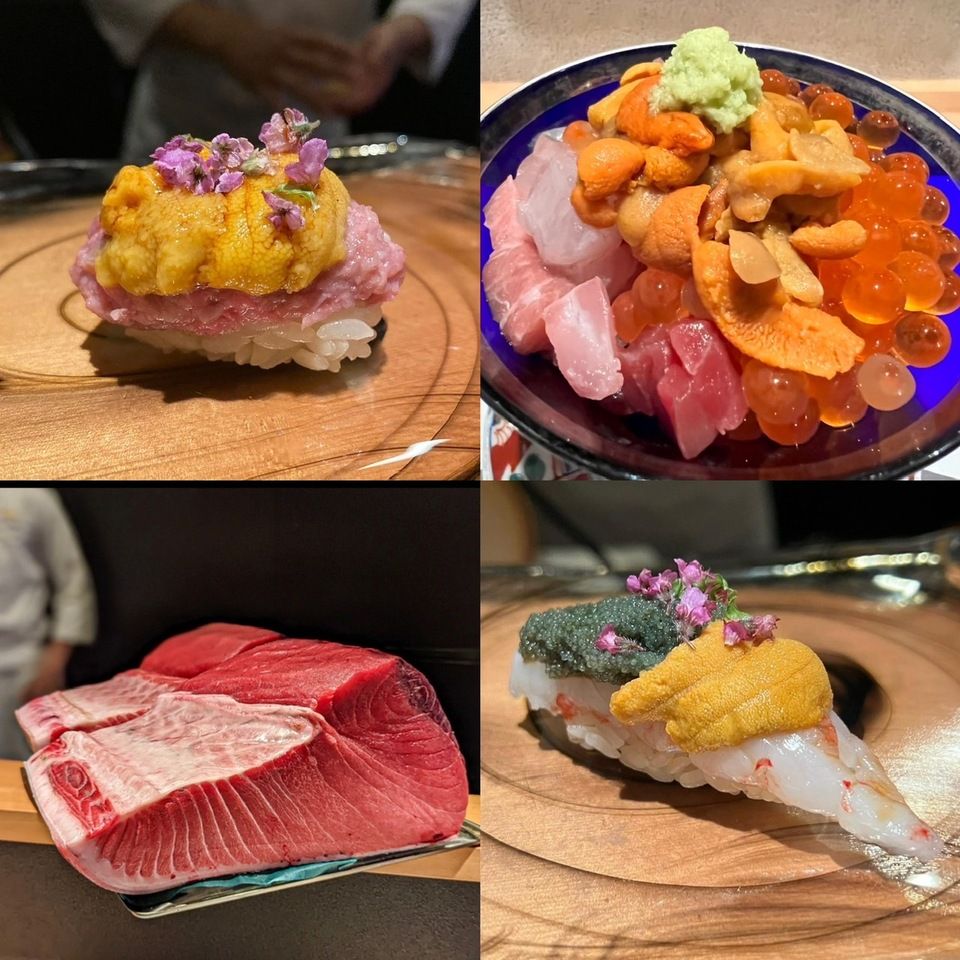 Omakase course of aged sushi and aged meat