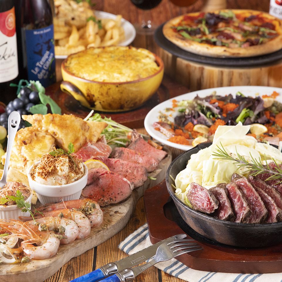 【歓送迎会】国産牛ステーキ＆カルパッチョ生ハムなど♪女子会にも◎樽生5種付5,000円（飲放込）