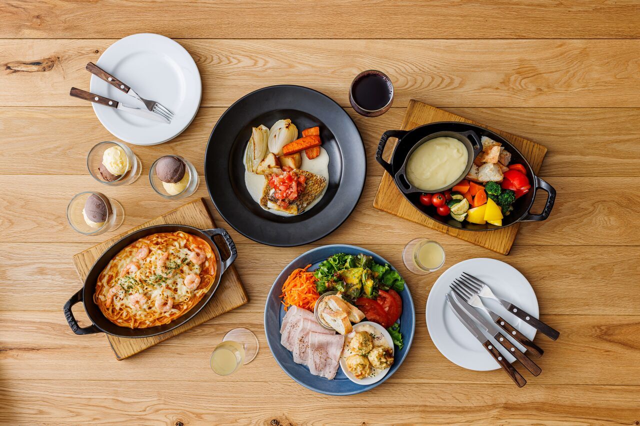 (For ages 6 and up) Shared Dinner Course ◆ Welcome Drink / Cold Appetizers / Warm Appetizers / Choice of Main Dish / Pasta or Rice / Dessert ◆ A special plan for families to enjoy together—adults and kids alike