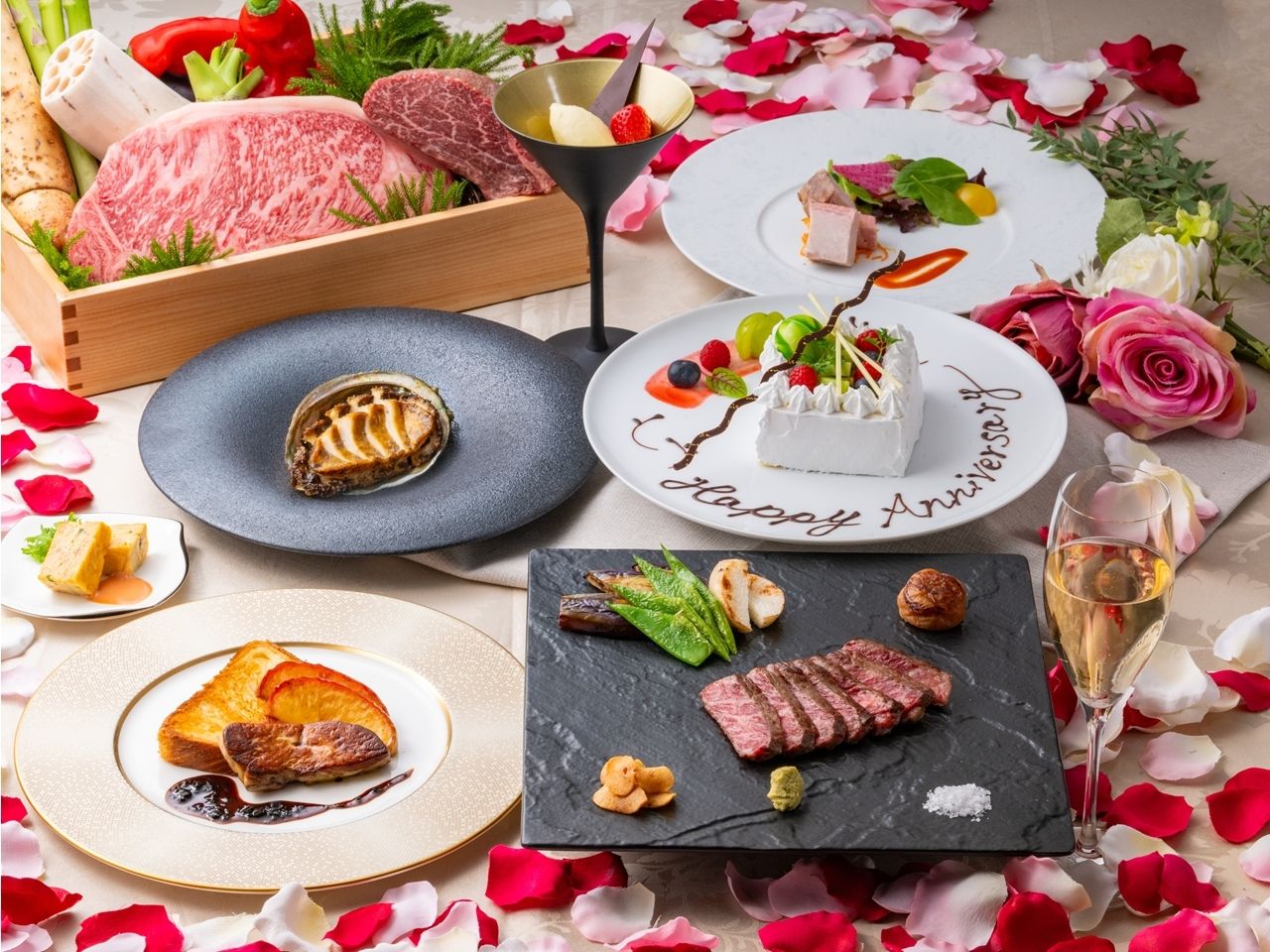 [Anniversary Lunch Course] Fresh fish teppanyaki and Kuroge Wagyu beef loin all 9 dishes + toast drink included