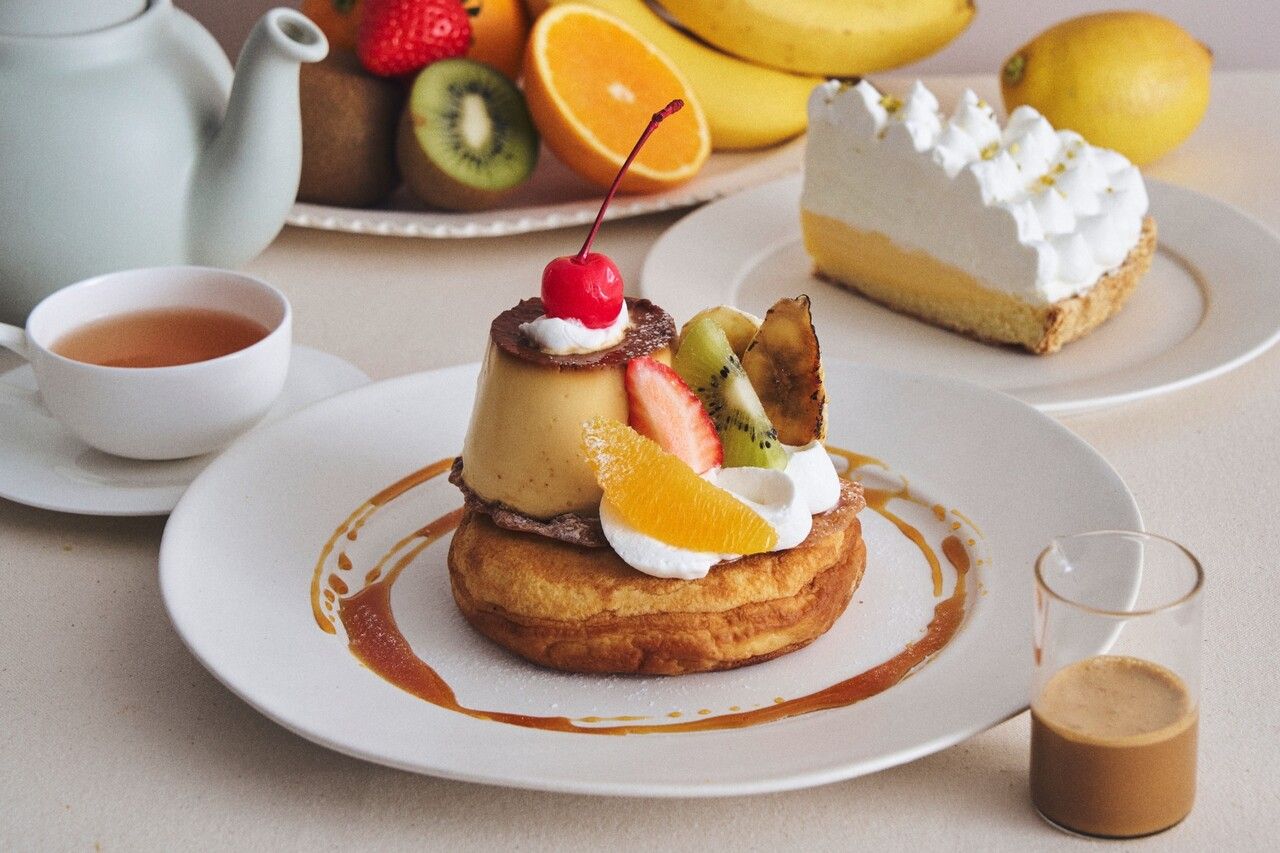 【4/1～スタート！セットでお得】プリンアラモードパンケーキ＆ 選べるケーキのセット