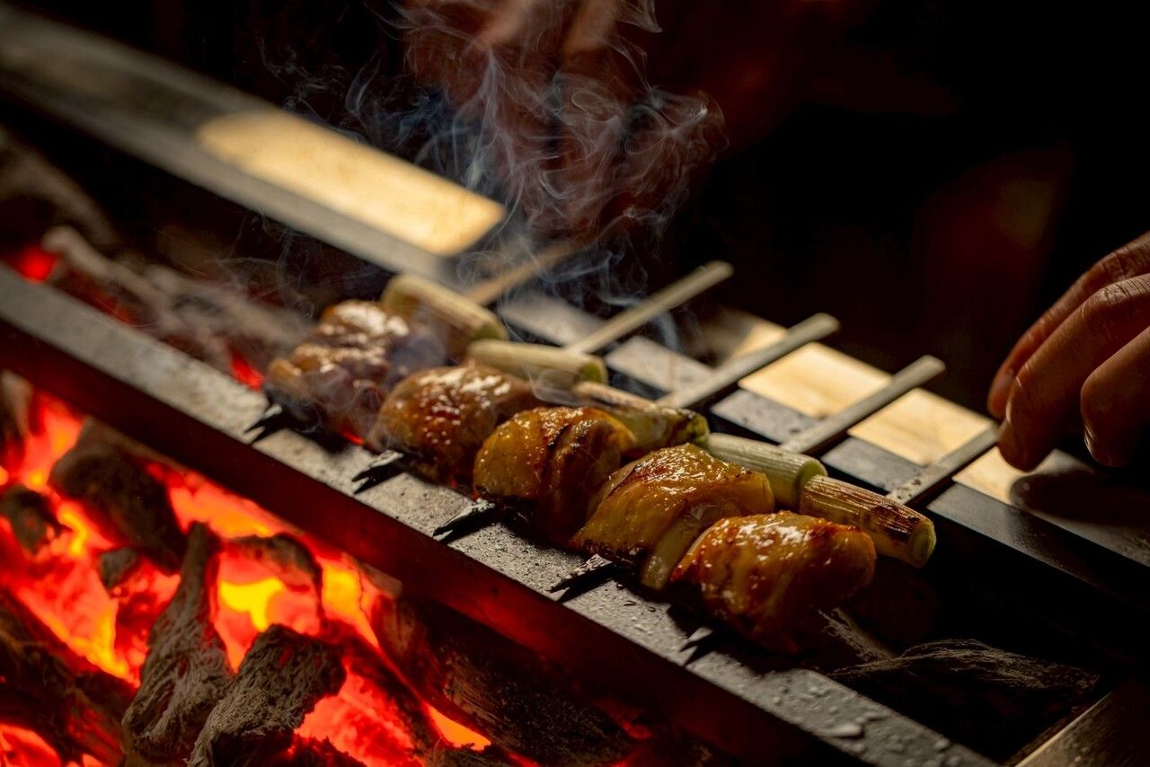 Grilled skewers and mixed rice course