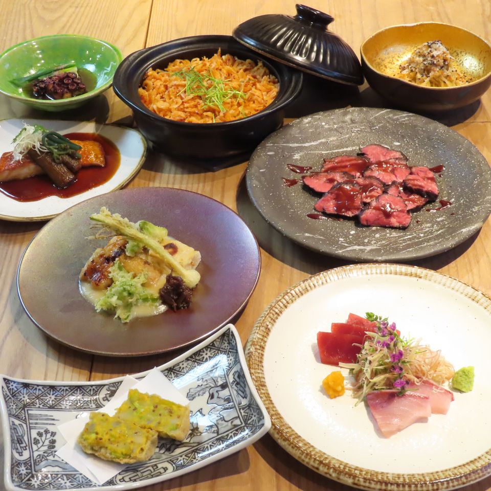 スタンダードコース【”雅”(みやび)コース 2時間飲み放題付き】季節の食材と土鍋ご飯をお楽しみ頂けるスタンダードコース(全8皿)