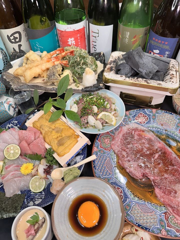 【贅沢サーロイン炭火焼きしゃぶ雲丹板1枚付き】2時間飲み放題付き全6品