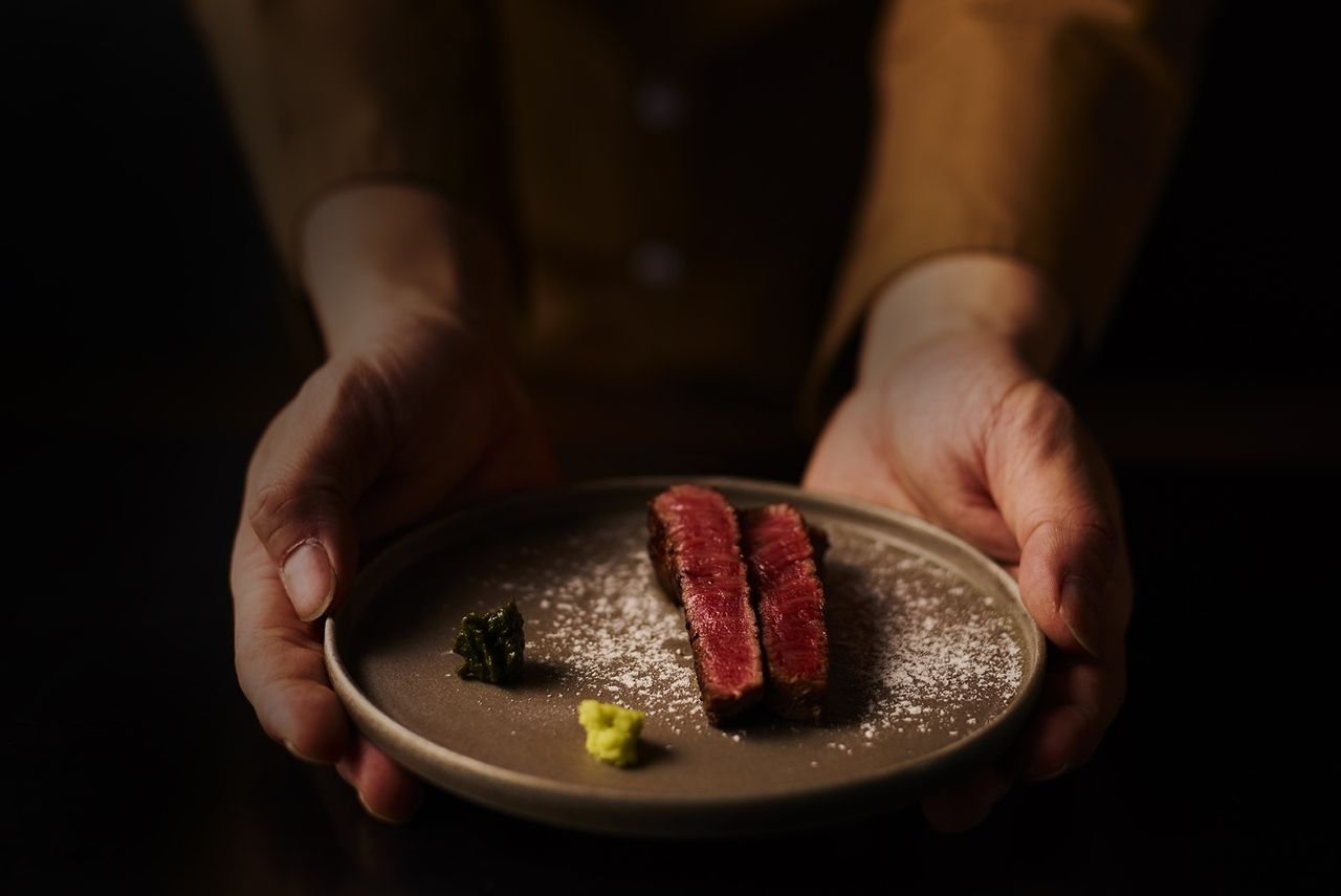 Corso di pranzo Gion: bistecca di controfiletto Wagyu avanzata