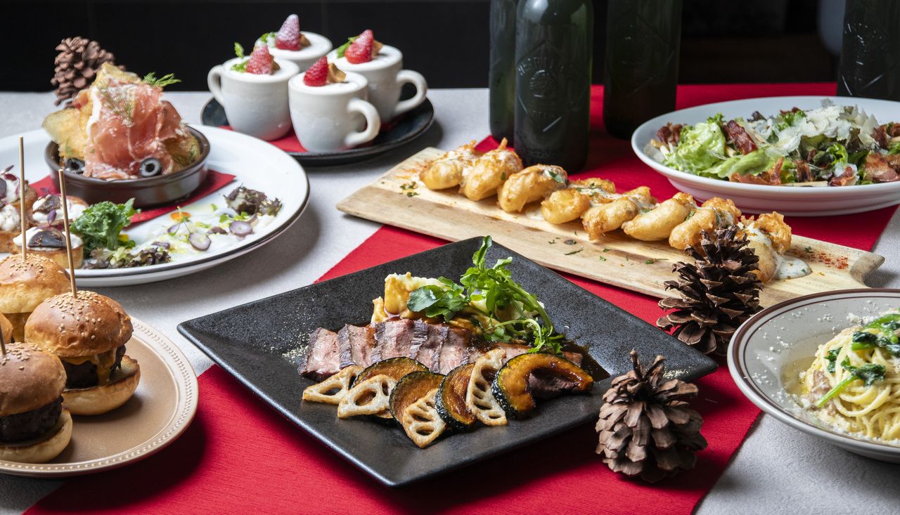 12月限定！！【3時間飲み放題】大人気ミニバーガーやローストビーフなど大満足に楽しめる豪華全9品☆忘年会＆クリスマスプラン