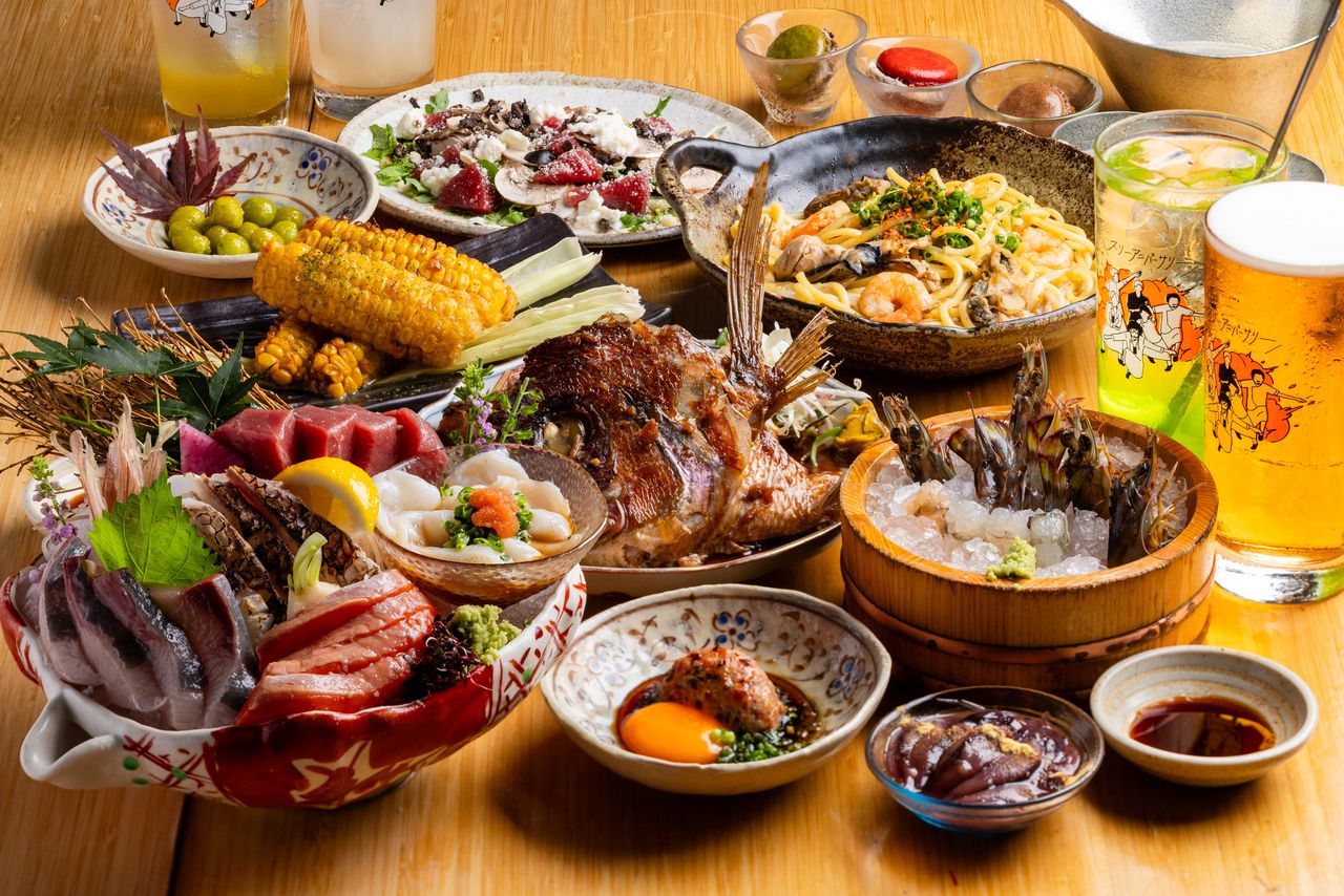 [2 hours of all-you-can-drink included] Perfect for after-work drinks or friends get-togethers! {7,000 yen omakase course}