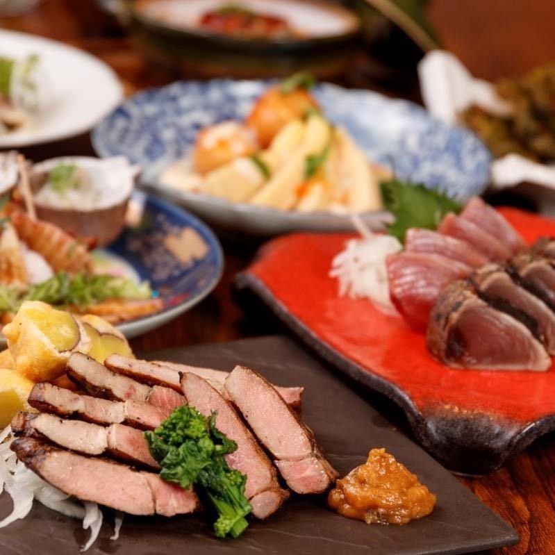 名物！かつをの藁焼き塩たたき × 春の味覚　かんざしコース（2時間飲み放題付き）