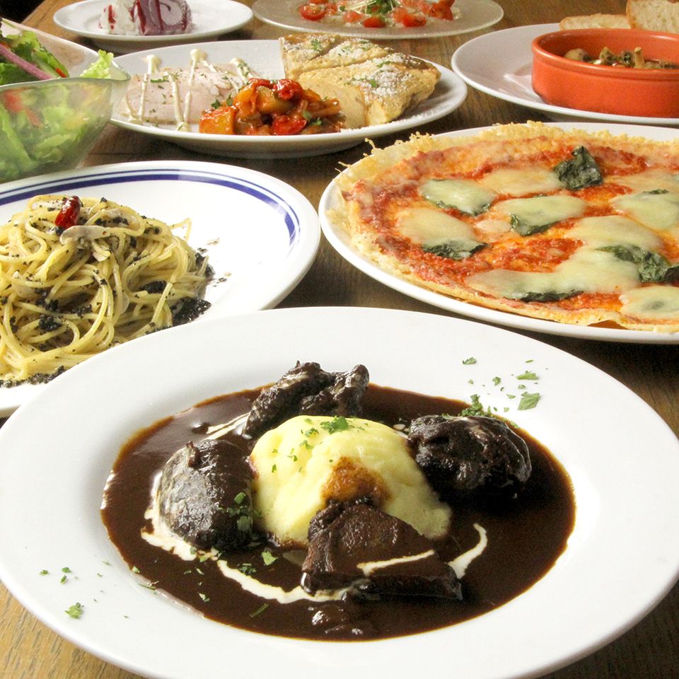 鹿スネ肉のとろとろ赤ワイン煮込みとウニのペペロンチーノのベラピスタコース8品(2.5時間制)