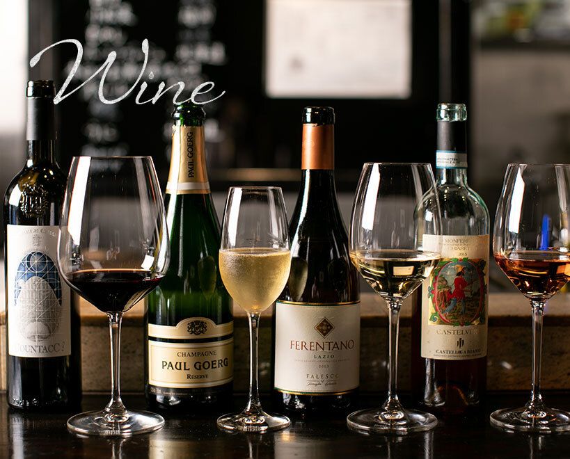 今月のおまかせコース+ペアリング4杯付き