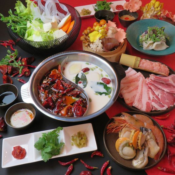 【ディナーご予約限定！！】２種類のスープを楽しめる発酵薬膳火鍋コース