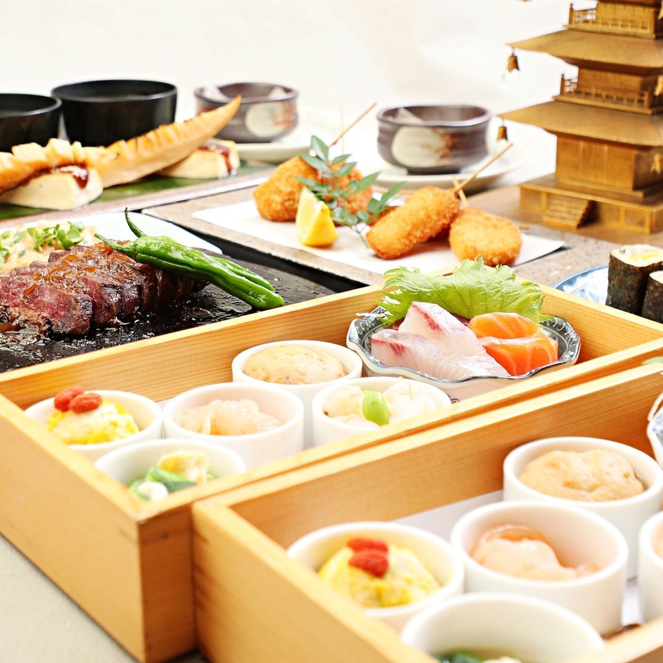 【お食事コース】A4ランク黒毛和牛ステーキ、あて巻き寿司、おばんざいなど豪華京料理　全14品