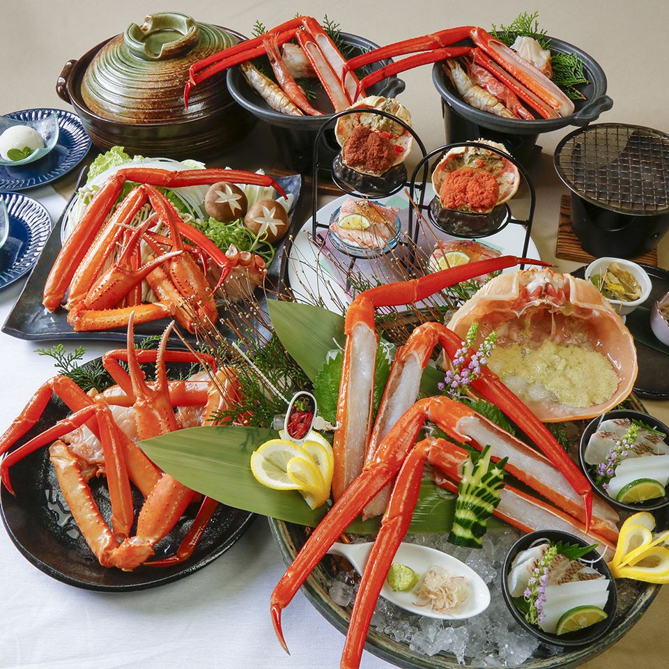 タグ付き活け香住ガニフルコース