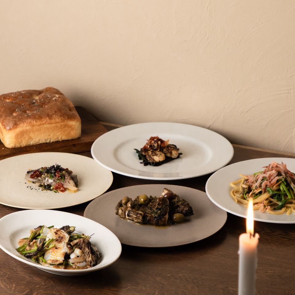 旬の食材コース（焼き立てフォカッチャ付き）※１部シェア