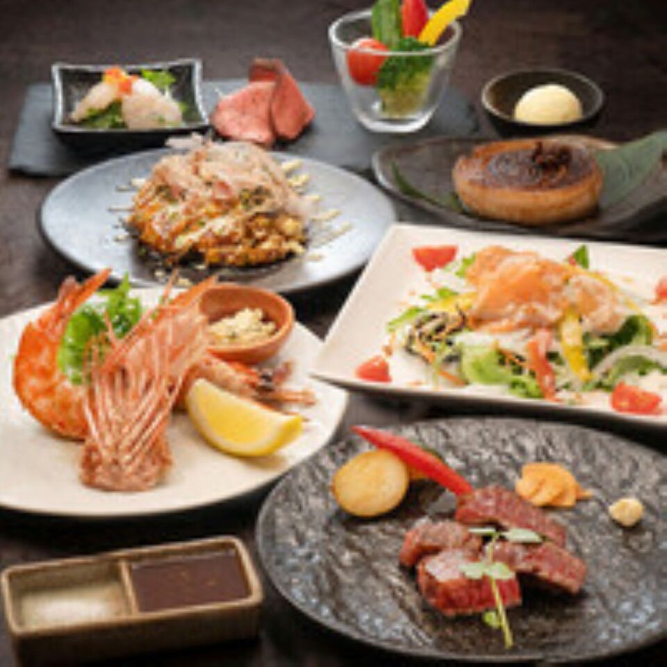 A perfect blend of meat and teppanyaki: "Domestic Fillet Steak Course" (7 dishes total) *Food only*