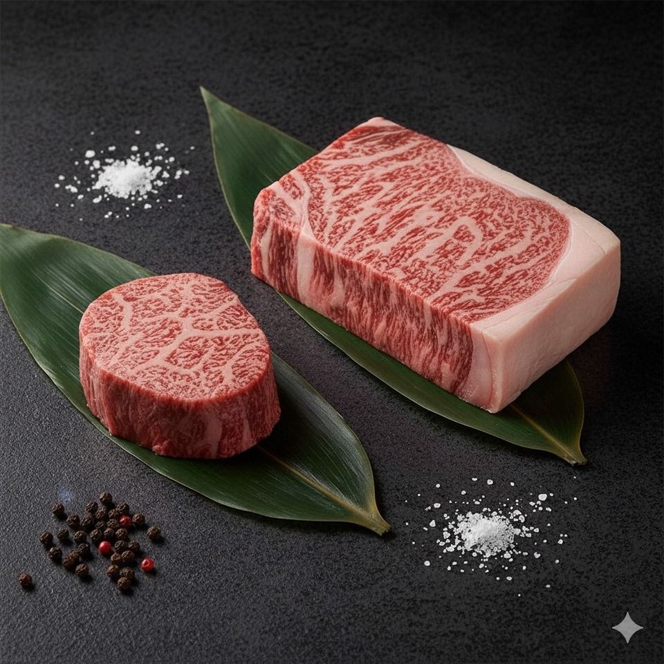 Kobe beef comparison course featuring two premium cuts