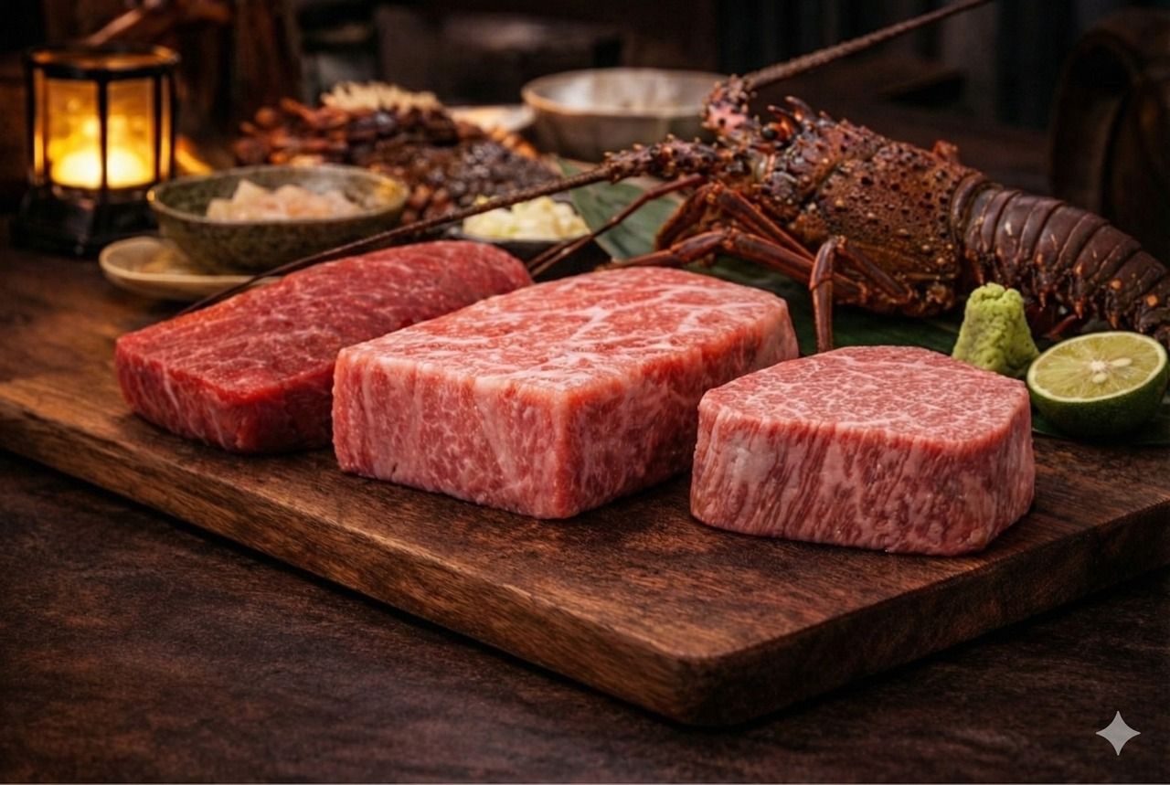 Kobe beef trio tasting course with lobster – a filling meal