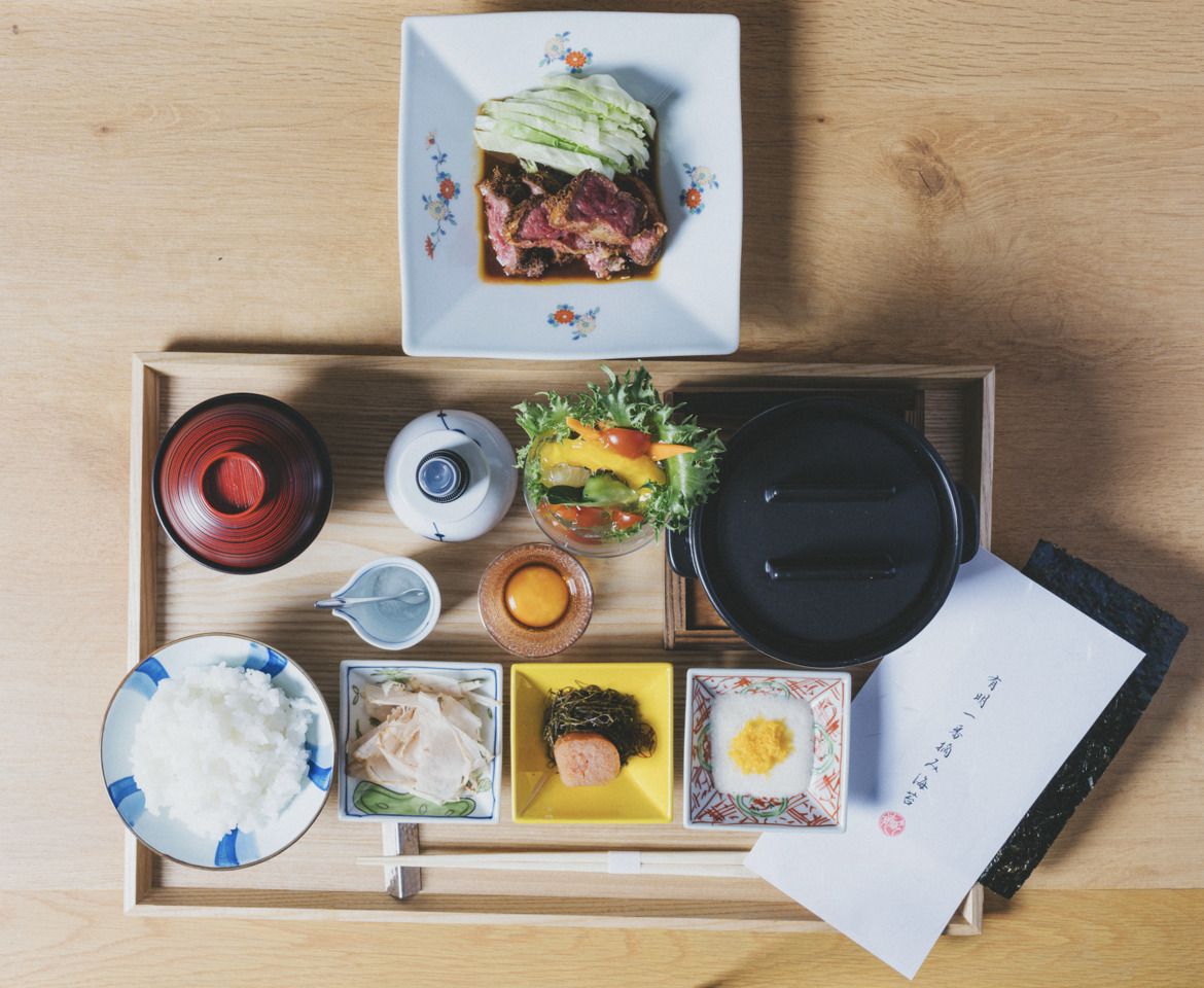 白舎利と牛カツ膳