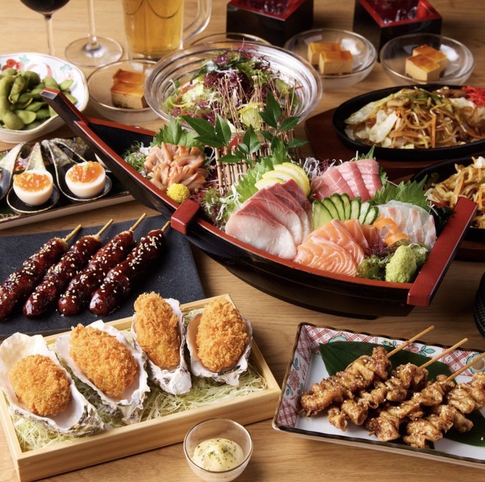[Most Popular #1★Free-diving by ama divers × Abundant seafood platter] ‘Ama-jo Big Catch Course’: 5 kinds of fresh seafood + 9 regional delicacies from across Japan, plus 3 hours of all-you-can-drink. 6,800 yen → 6,000 yen